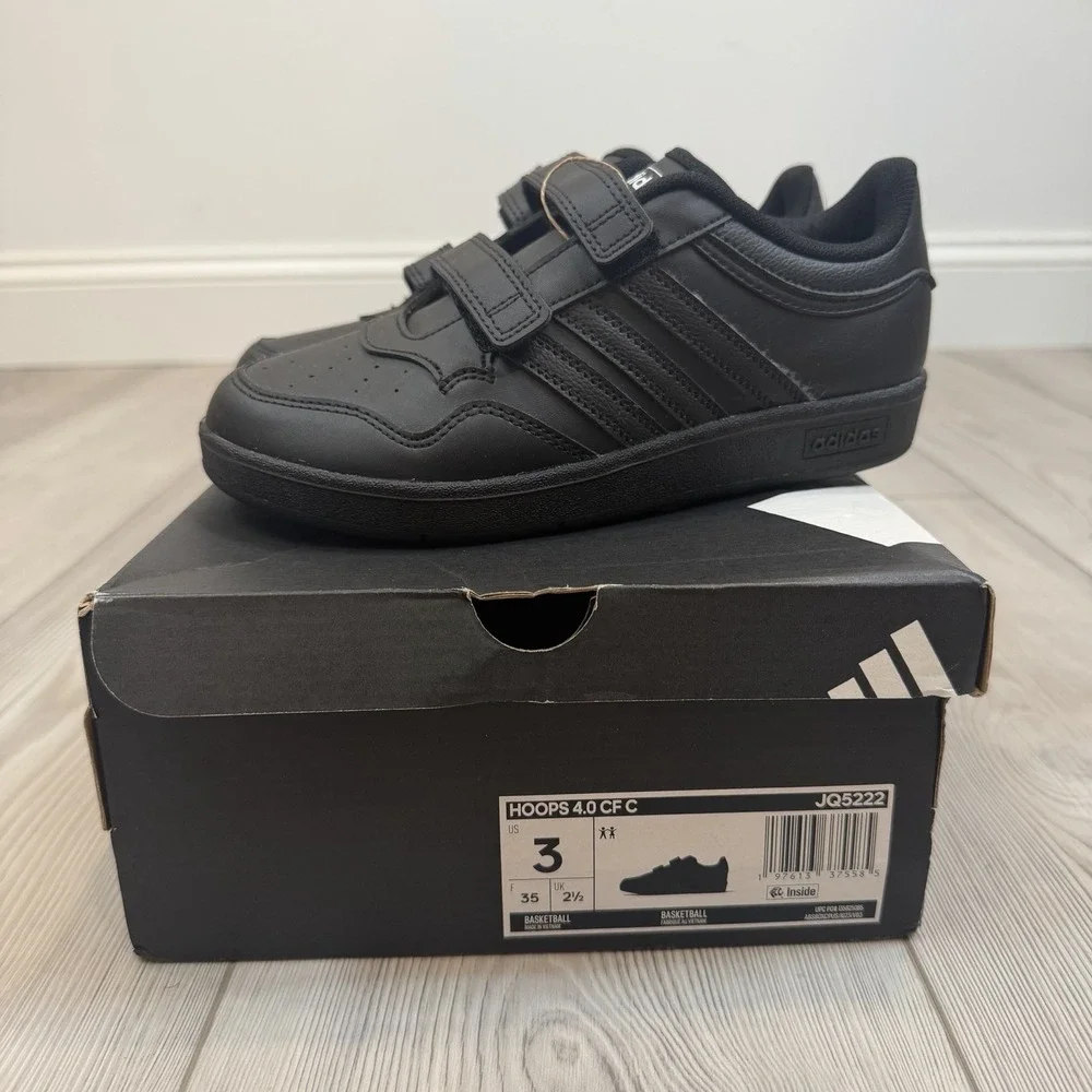 NEW‎ Adidas Hoops 4.0 CF C Unisex Kids Size 3 Black JQ5222